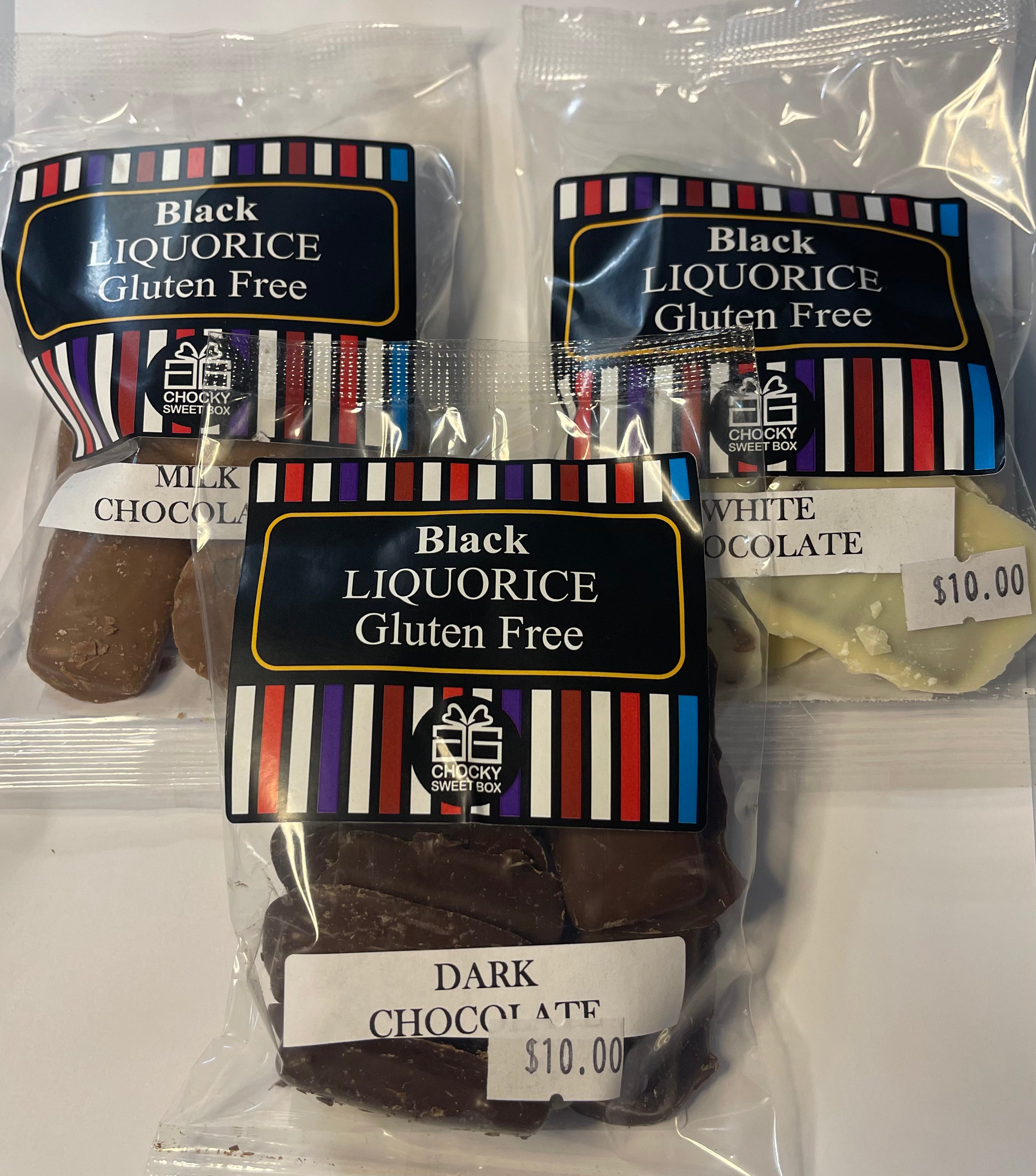 Black liquorice - In a choice of your favourite chocolate varieties.